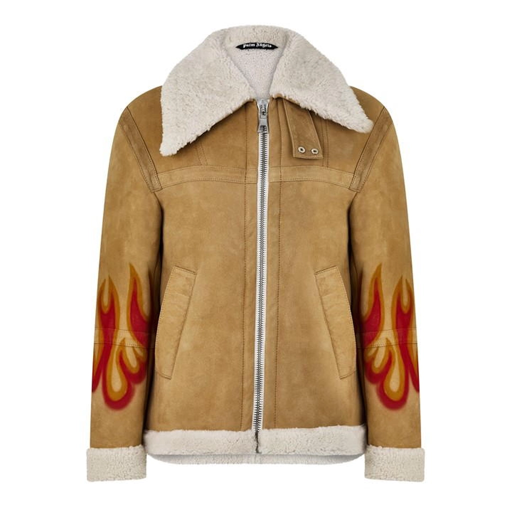 Palm Angels Shearling Jacket - Beige